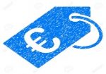 Grunge Euro Tag icon with grunge design and scratched texture. Unclean vector blue pictogram for rubber seal stamp imitations and watermarks. Draft emblem symbol.